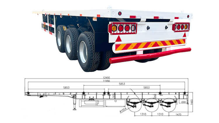 Tri Axle Flatbed Tractor Trailer | 40 Ft Semi Truck Flatbed Trailer for Sale in Angola