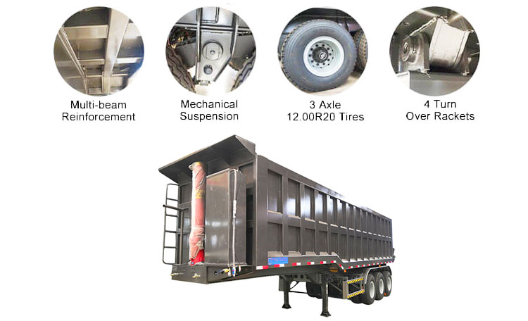 3 Axle 35 CBM Dump Semi Trailer | Semi Truck Dump Trailer for Sale in Angola