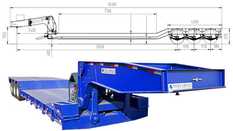 3 Axle 80 Ton Heavy Duty Lowboy Trailer for Sale in Luanda Angola