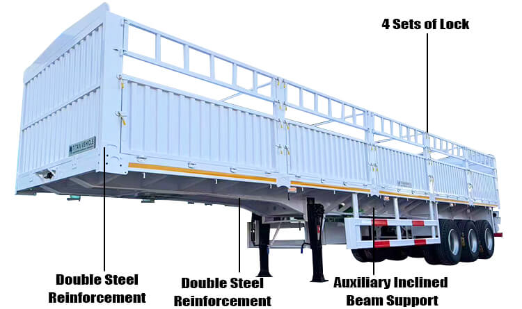 3 Axle 60 Ton Fence Semi Trailer for Sale in Angola